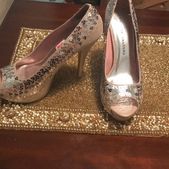 Sparkle nude/dusty Rose and silver sparkle heels - Picture 2 of 5